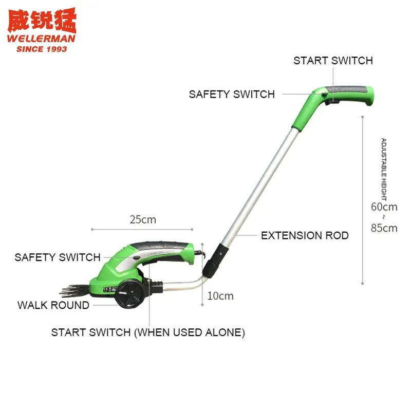 2 in 1 Garden Grass Shrub Shear 7.2V 120mm Electric Mini Hedge Trimmer