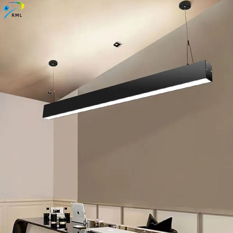 Indoor Decoration Rectangular Chandelier Aluminium Profile Long Pendant Suspension Ceiling LED Linear Hanging Light
