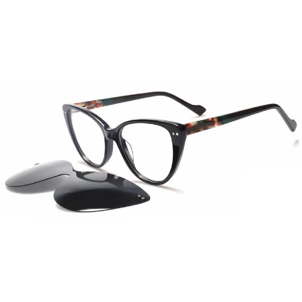 Colorful 100% Acetate Frames Eyeglasses for Women Clip On Polarized Sunglasses Eyewear Glasses for Summer