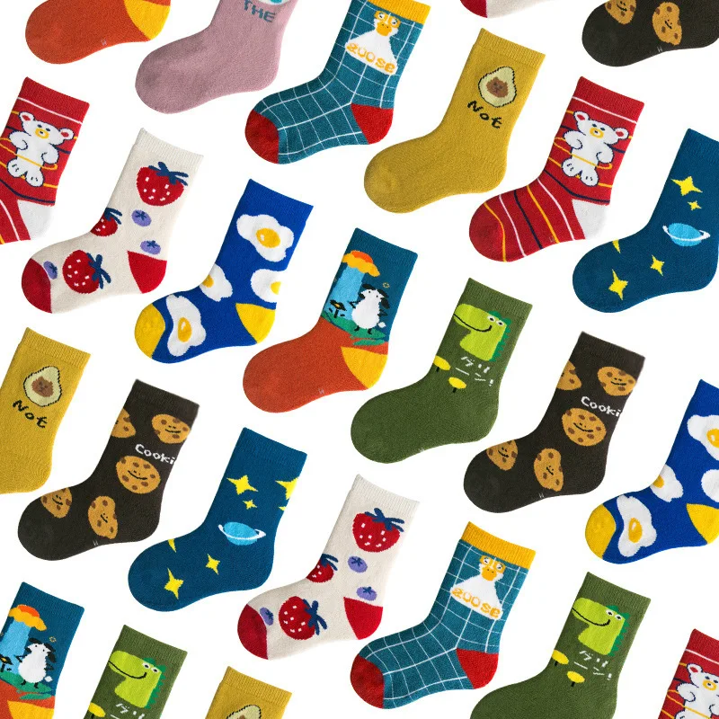YUELI wholesale cotton custom terry baby socks spring cartoon animals kids socks