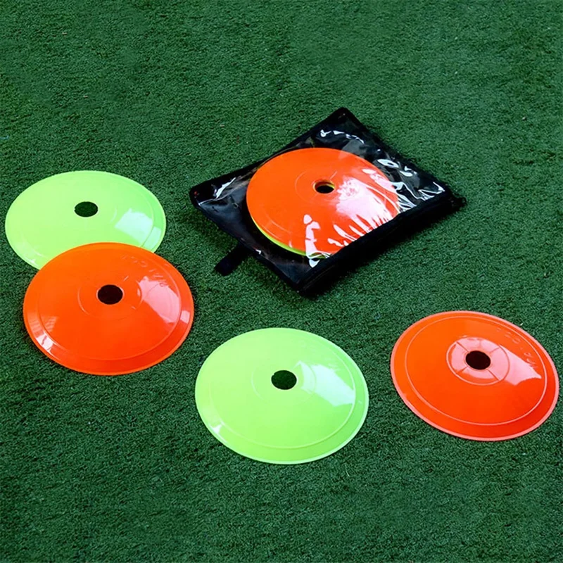 Football Equipment Set Kit Sports Field Orange Fluorescent Stackable Soft Mini Marker Disc Foldable Slim Traffic Agility Cones