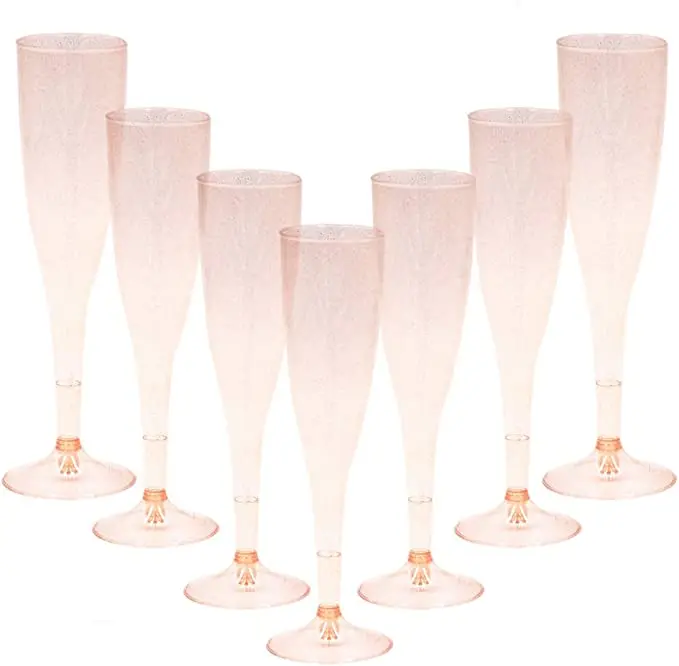 30 pcs 4.50z Elegant Gold Glitter Champagne Flutes - Perfect for Parties, Weddings, and Anniversarie Hand Washable