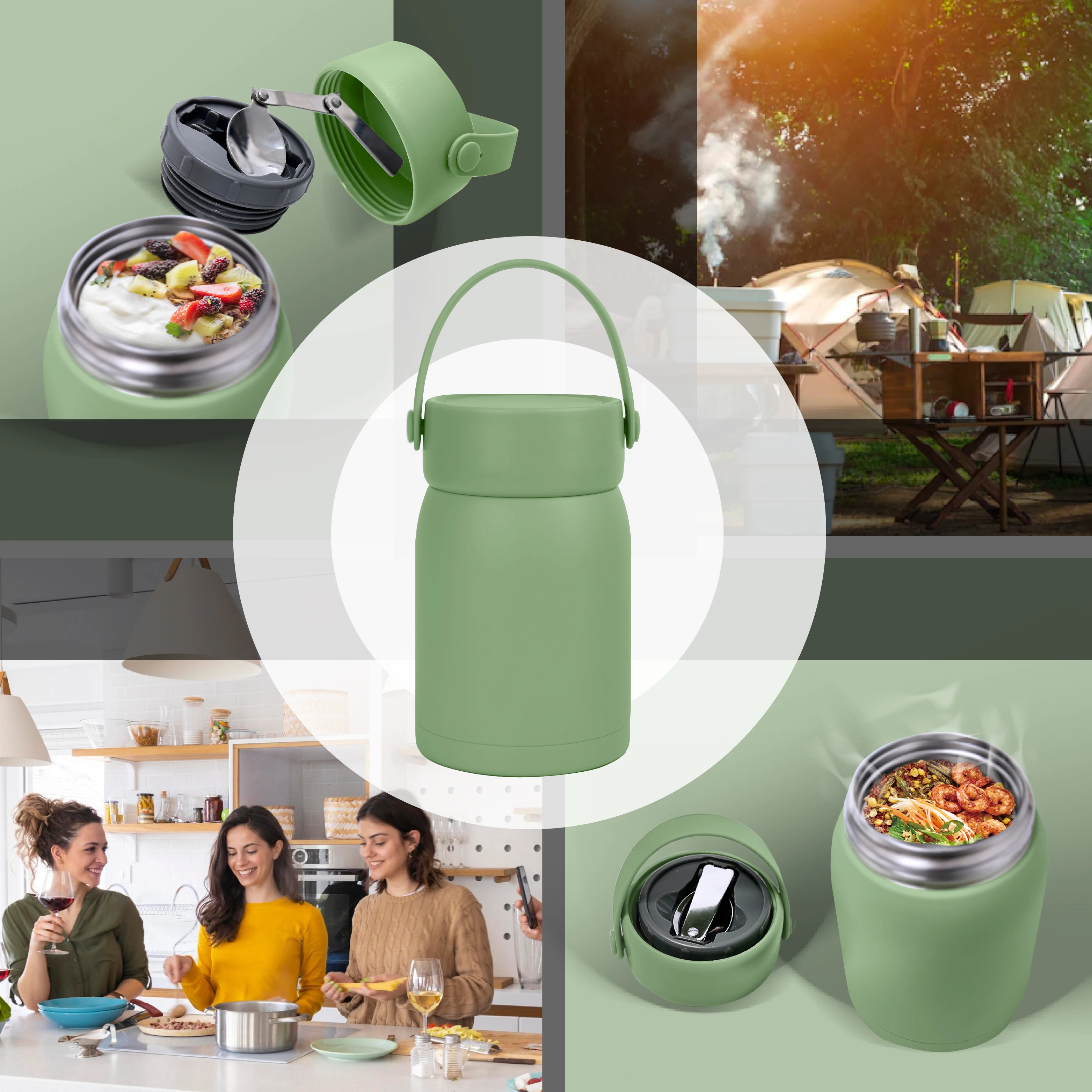 Multifunction 24oz Double Wall Stainless Steel Insulated Food Container With Lid And Spoon