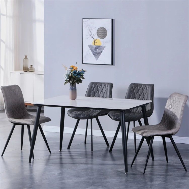 Light Luxury Style Marble Living Room Dining Table Set Coffee Shop Table And Chair