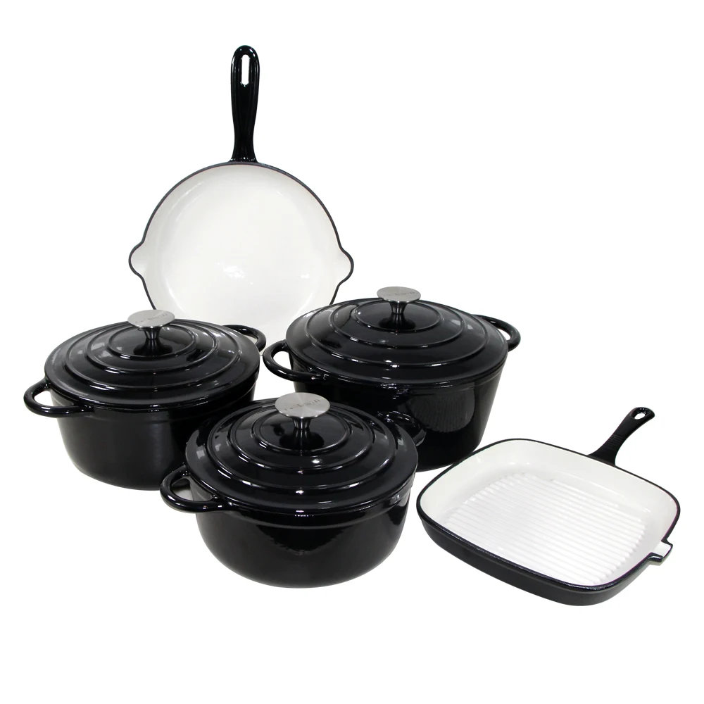 Cast iron enamel coated non stick cooking pot kitchen cookware set soup stock high grade kitchenware
