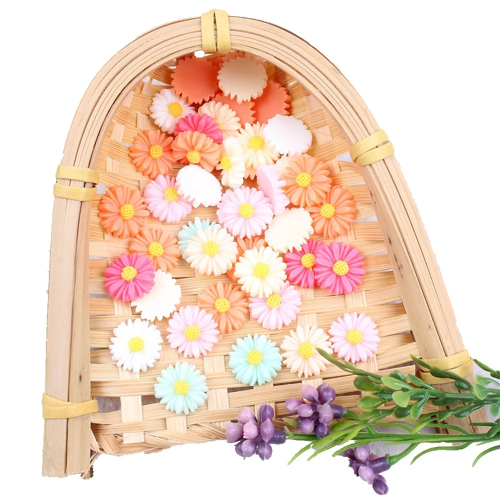 Cute Kawaii Craft Supplies DIY Sunflower Cabochon Charms Flatback Beads Daisy Flower Resin Charm for Phone Case Charm
