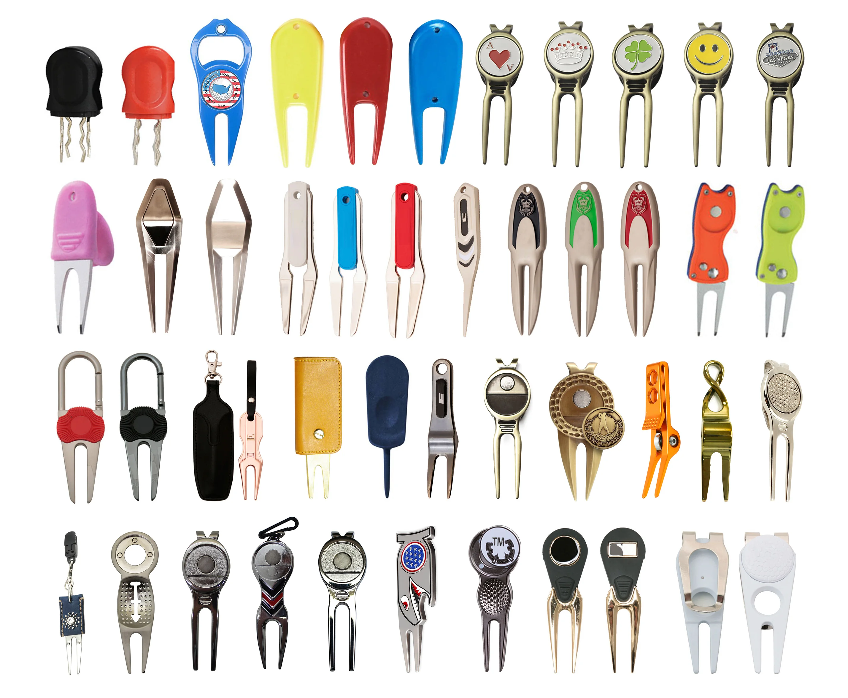 Hot Sale Stock Retractable Divot Repair Tool With Ball Marker Golf Divot Tool