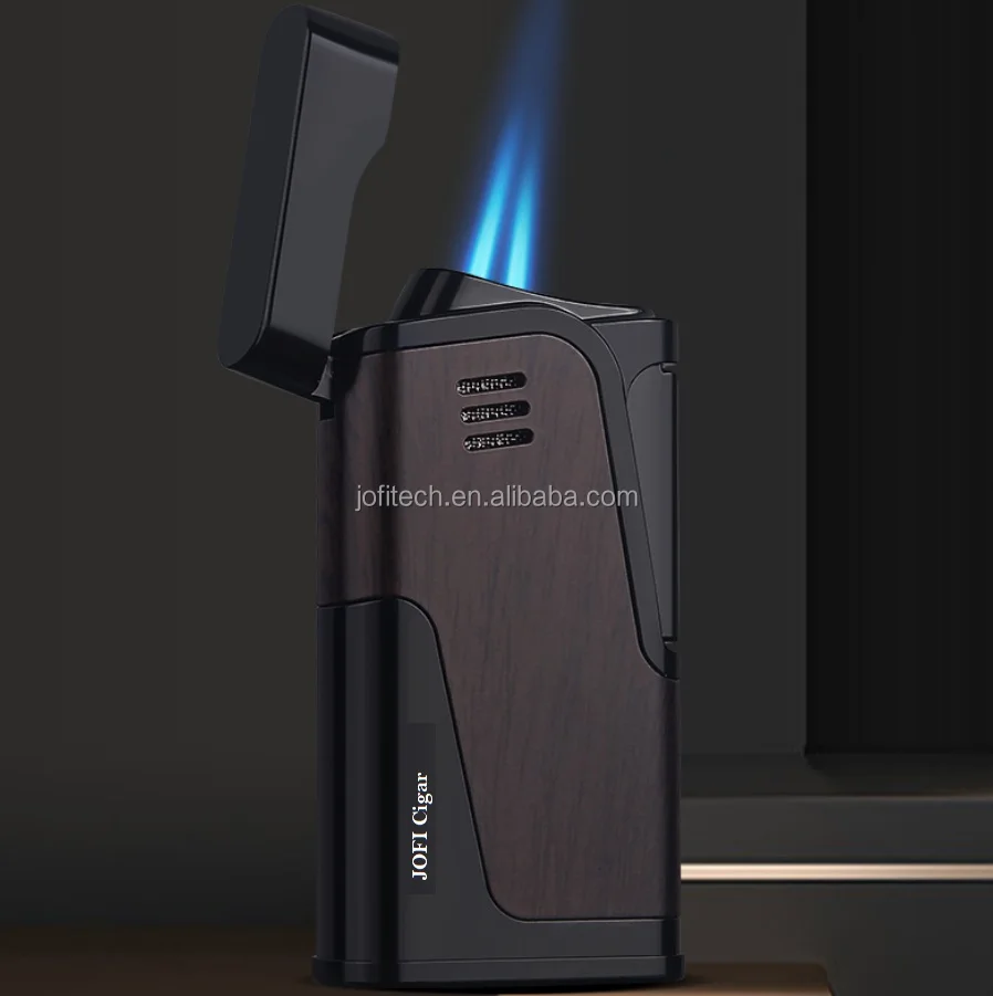 HOT sell Cigar Cigarette lighter Strong windproof Two fires torch lighter with cigar Punch