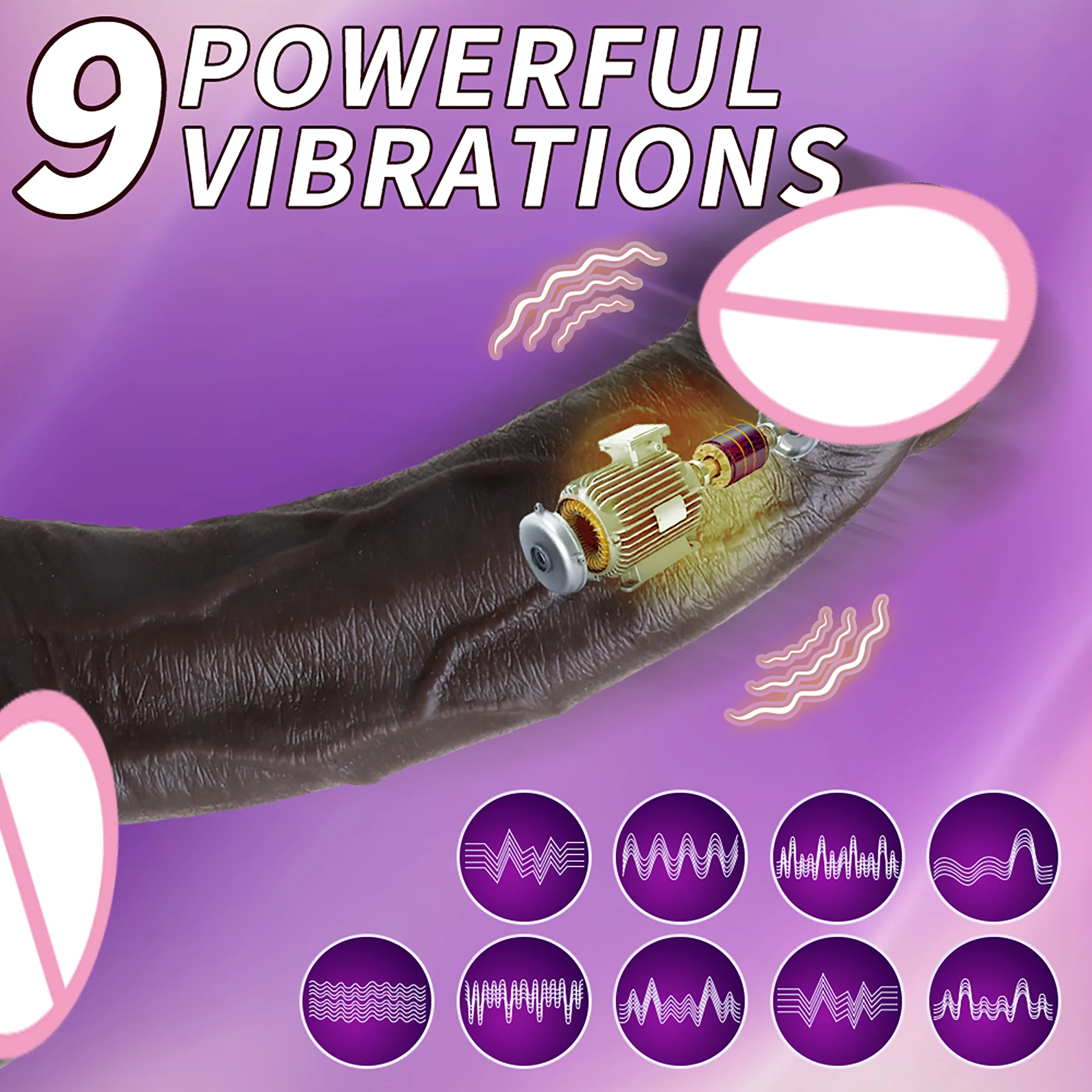 USA 3 In 1 Black Dildo Vibrator For Women And Man 9 Modes Realistic Dildo Sexy Toys For Men Huge Dildo Sexy Toys For Men Dicks