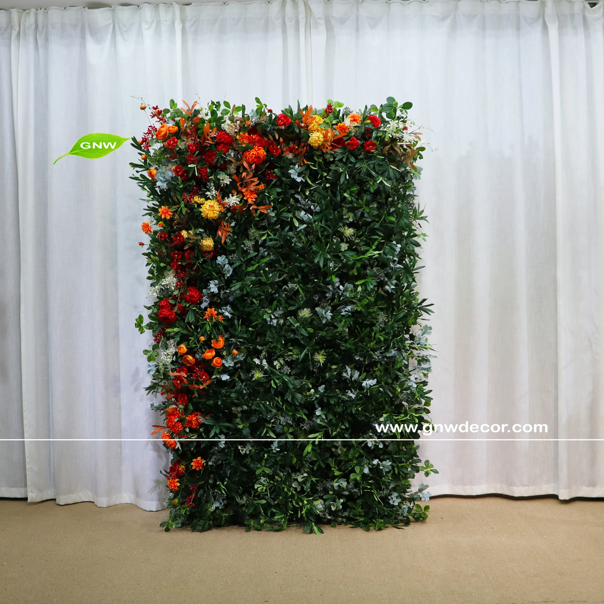 GNW New 3D effect cloth back flower wall beautiful ivory walls with orchids and leaves