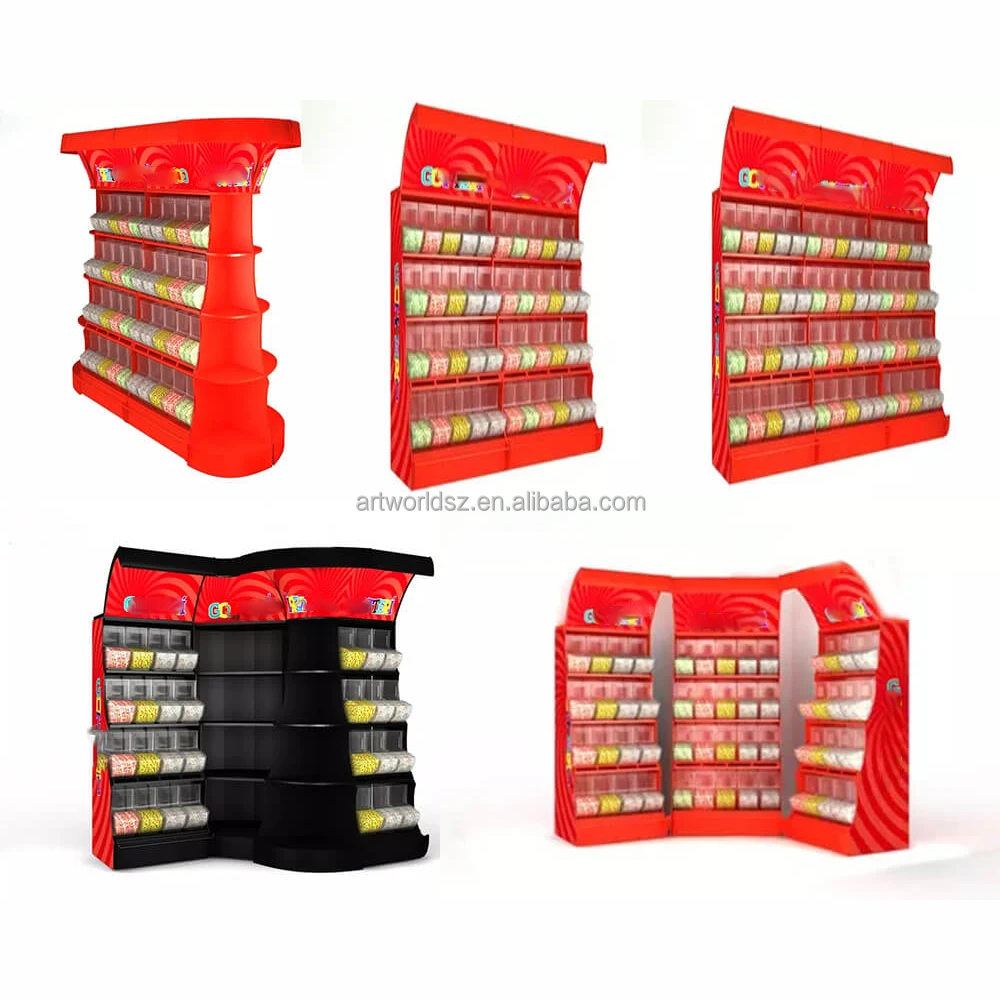 Artworld Displays Food Cabinet Candy Store Snack Display Racks Combination Candy Stand Indoor Candy Display Shelf Rack