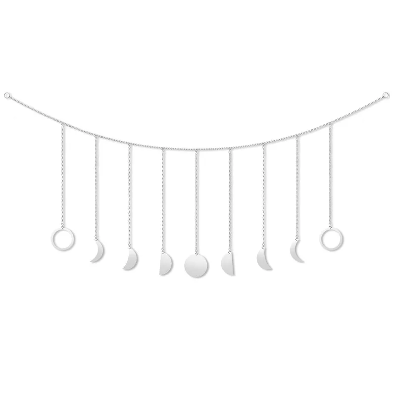 2022 Hot Sales Moon Phase Wall Hanging 9 Moons Garland Decor Boho Home Decoration Shining Gold or Silver for bedroom dorm