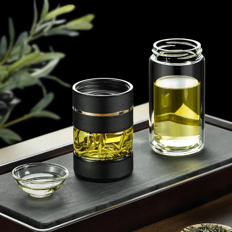 Top Seller Double Wall Glass Tea Separator Bottle With Filter Tea Infuser Bottles