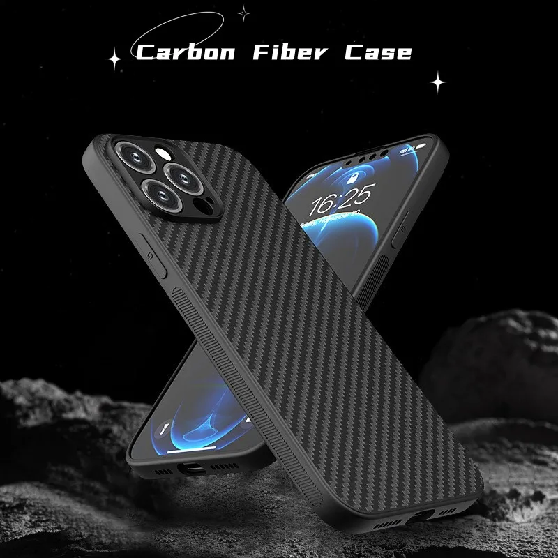 Ultra Thin Carbon Fiber Case Phone Protection Cover Antifingerprint Slim Cell Phone Case For iPhone 11 12 13 14 Pro Max