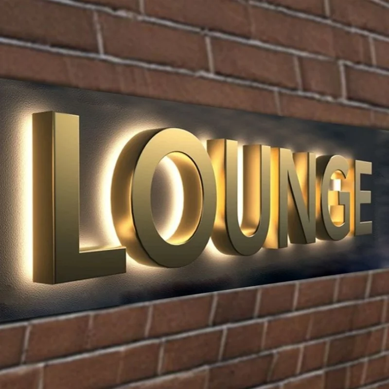 Backlit Acrylic Led Sign Board Business Store Stainless Steel Letters Customize Led Light Signs
