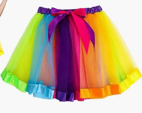 Rainbow Tutu Women Color Run Tutu Costume Adult  5K Race Tutu Skirt With Glove and Leg Warmer