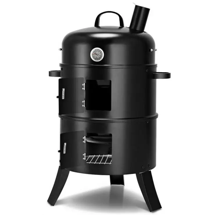 Black Chimney Three Layers Charcoal Stove Cooking Heating Grill