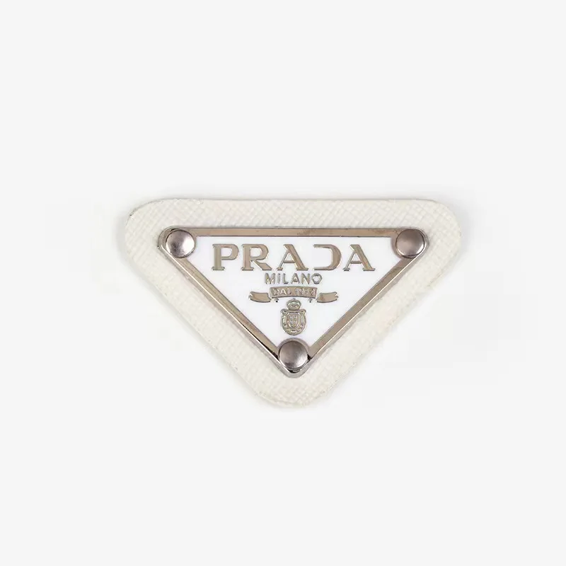 Custom white leather luggage tag jeans leather patch labels metal branding tags with leather backing