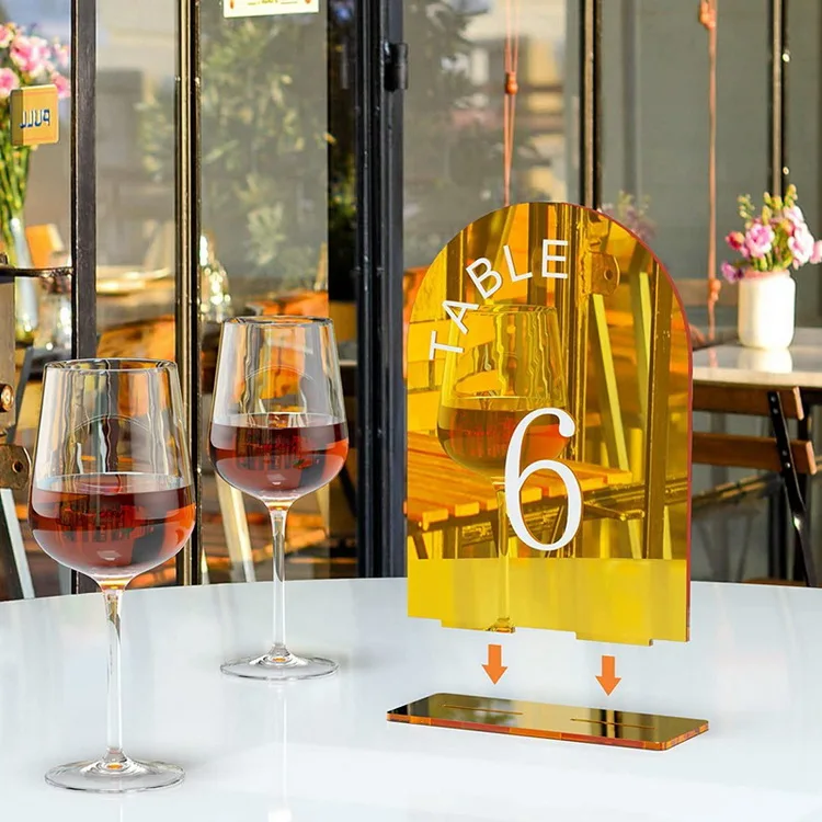 Modern New Design Gold Acrylic Arch Table Number For Reception Wedding Supplies Place Card