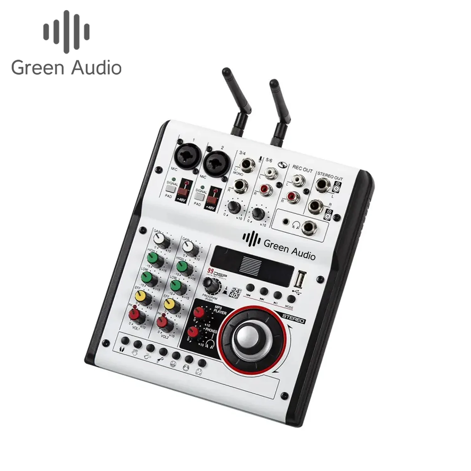 GAX-G06 Professional Console MP3 Computer Input Built-in 99 Reverb Effect 6 Channel Digital Audio Mixer with Microphones