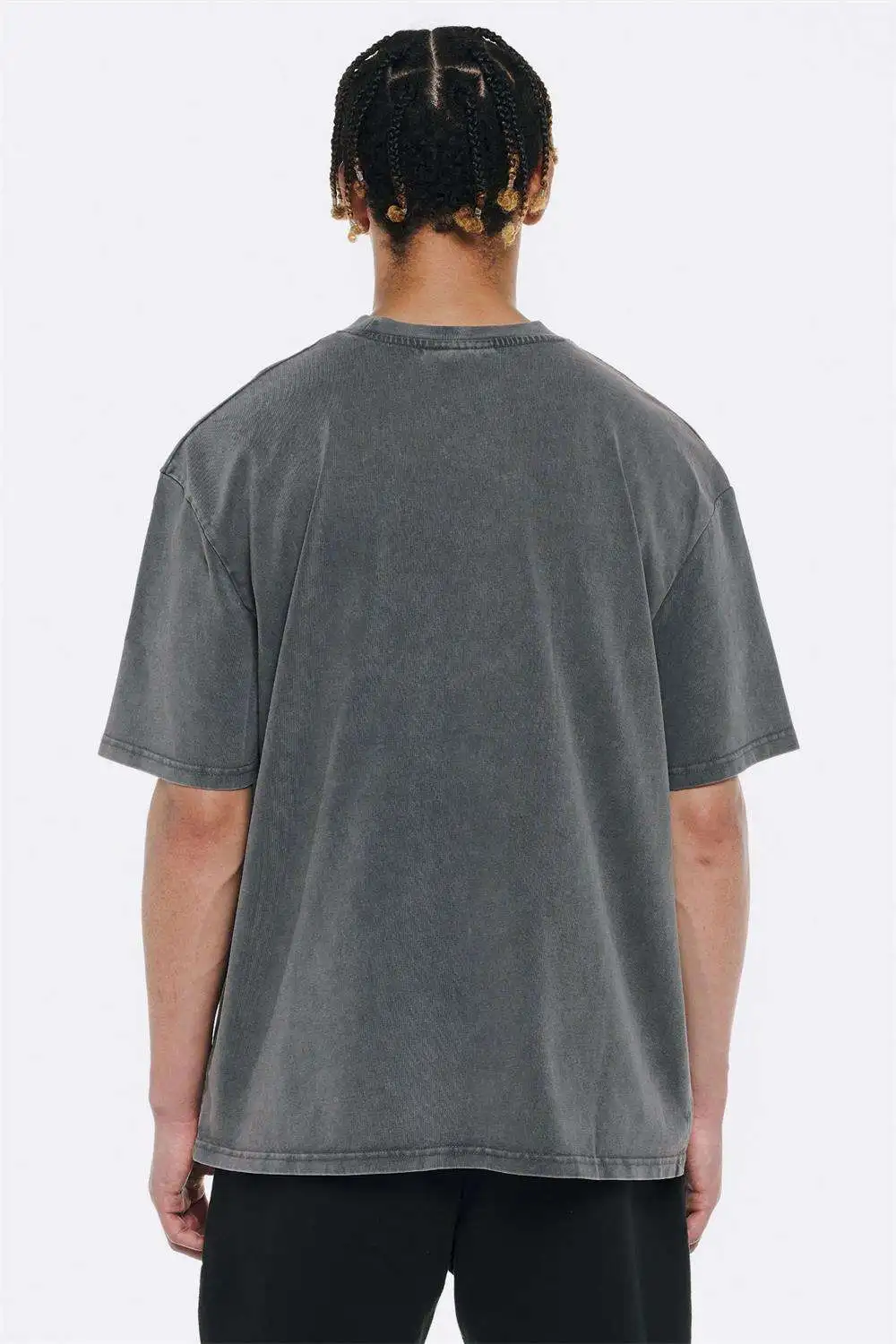 Customize Black Streetwear Letters Screen Printing T-shirt Organic Cotton Graphic Heavyweight Slim Fit T Shirts For Men