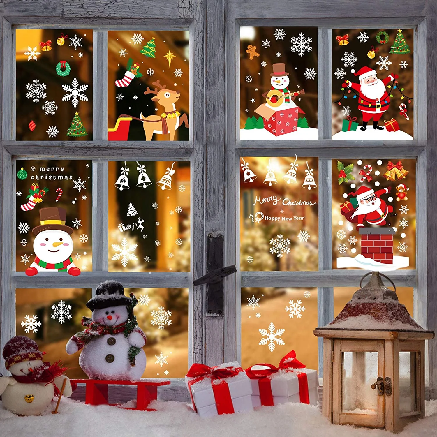 Custom Eco-friendly Merry Christmas Decorative Props Transparent Window Sticker For Indoor And Outdoor Window