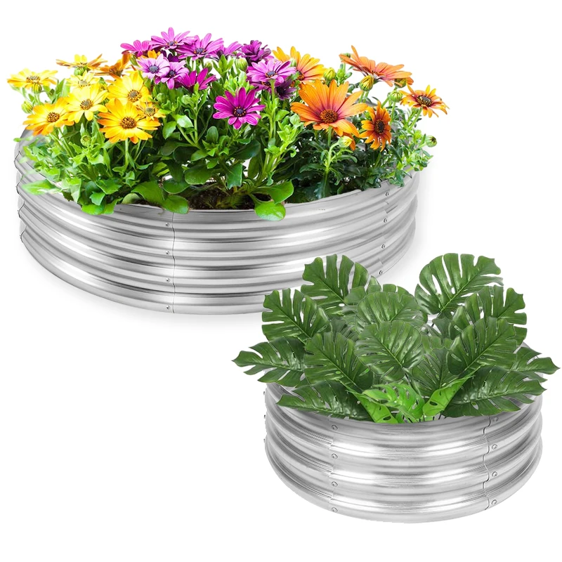 Hot Selling Customized Galvanized Steel Round Raised Garden Bed Planter Box For Outdoor Metal Garden Bed