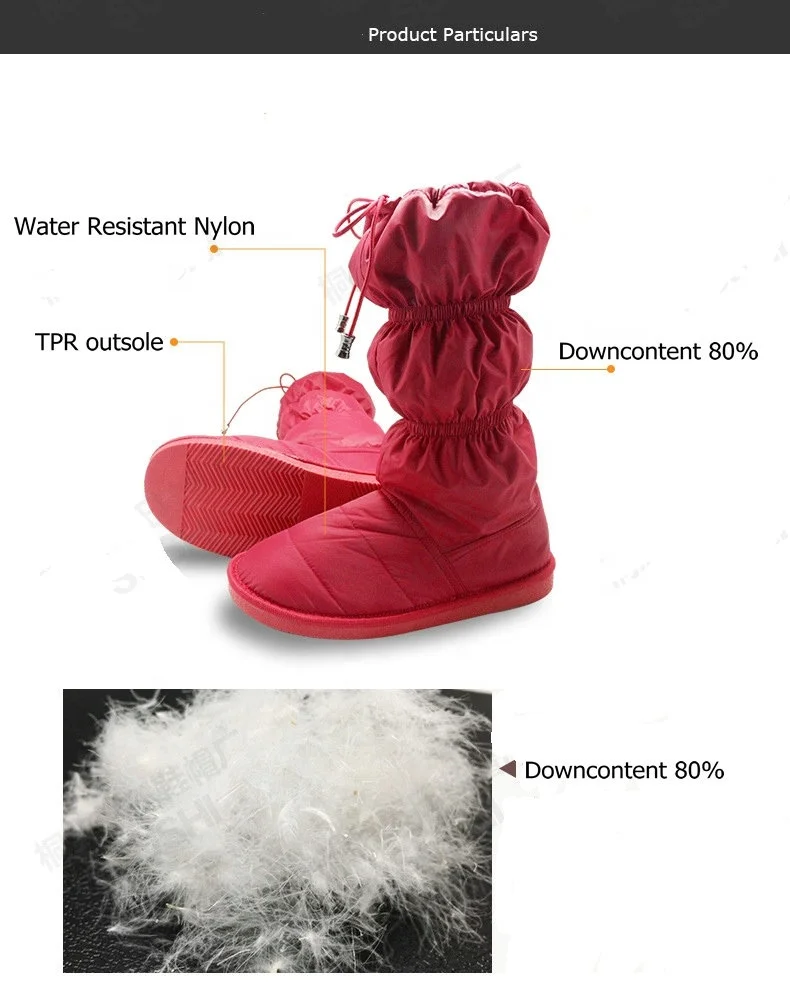 wholesale Women long Shoes Snow Boots Water resistant Winter Warm downcontent 80% down Boots Women tall Snow snow winter boots