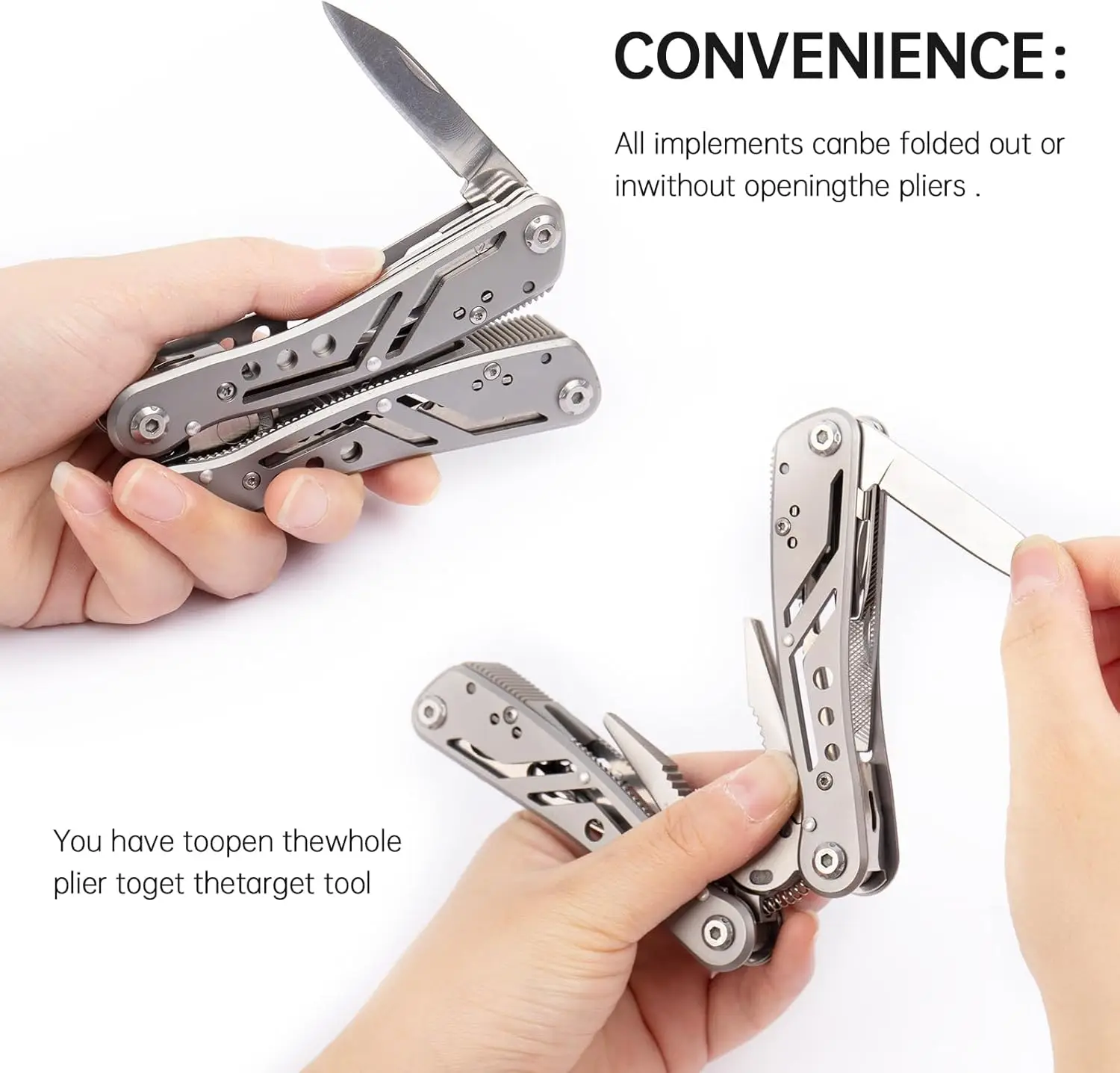 Peaktop   24in1  Multitool Pliers, Pocket Knife, Stainless Steel Multi Tools