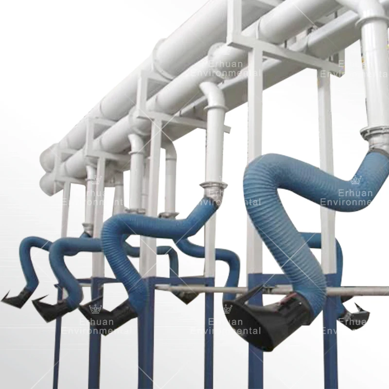 Erhuan flexible wall mount welding fume extraction arm with hood. flexible fume extractor pipe dust extraction arm