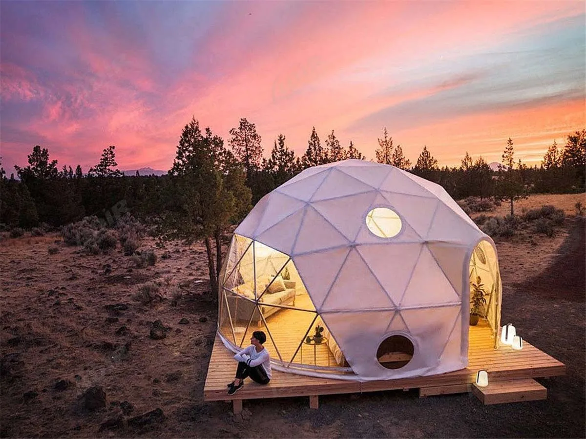 Custom Luxury Camping Permanent  Hotel House Outdoor Metal Frame Plastic PVC Desert Dome Tents With Insulation