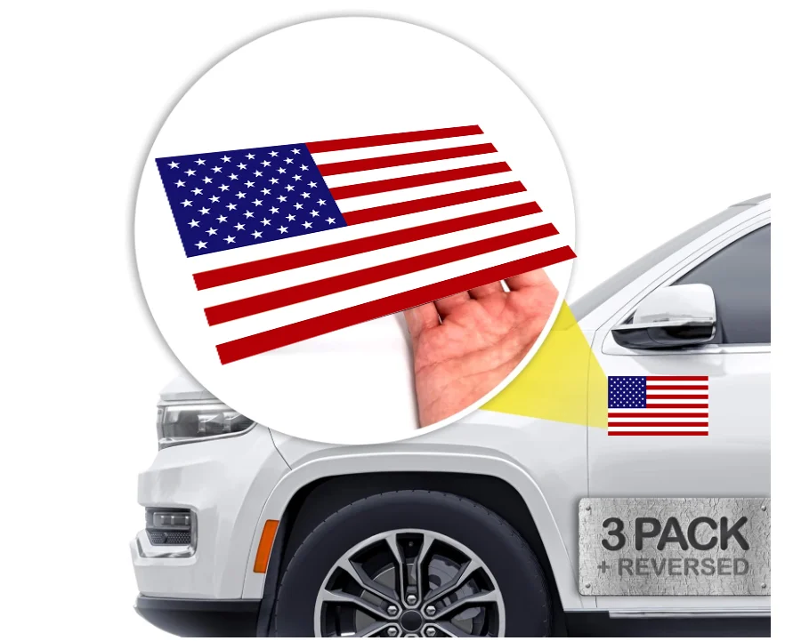 American Flag 5*3 inches Decal Durable waterproof decal Patriotic Vinyl Classic Flag Sticker for Vehicles