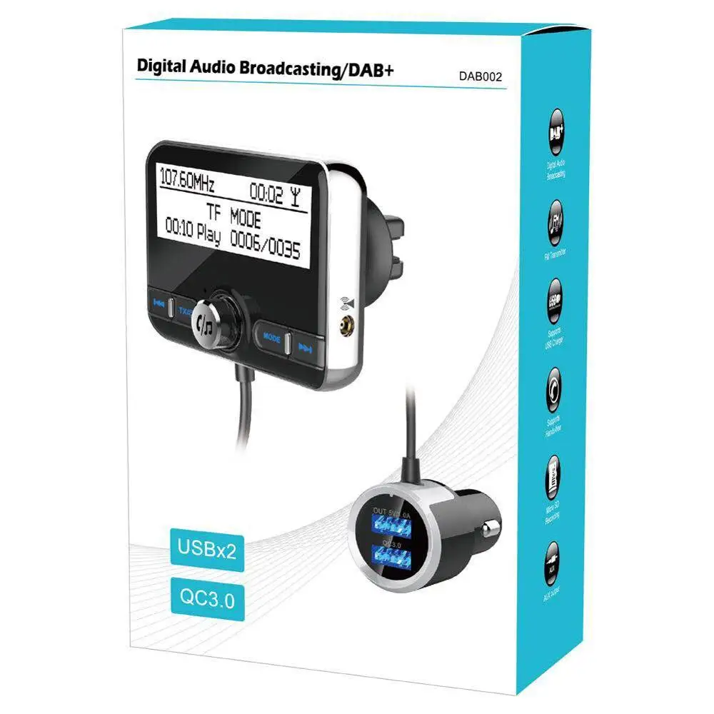 Автомобильный адаптер DAB002 DAB + Цифровые радиосигналы цифровое аудио вещание с автомобильным FM-передатчиком