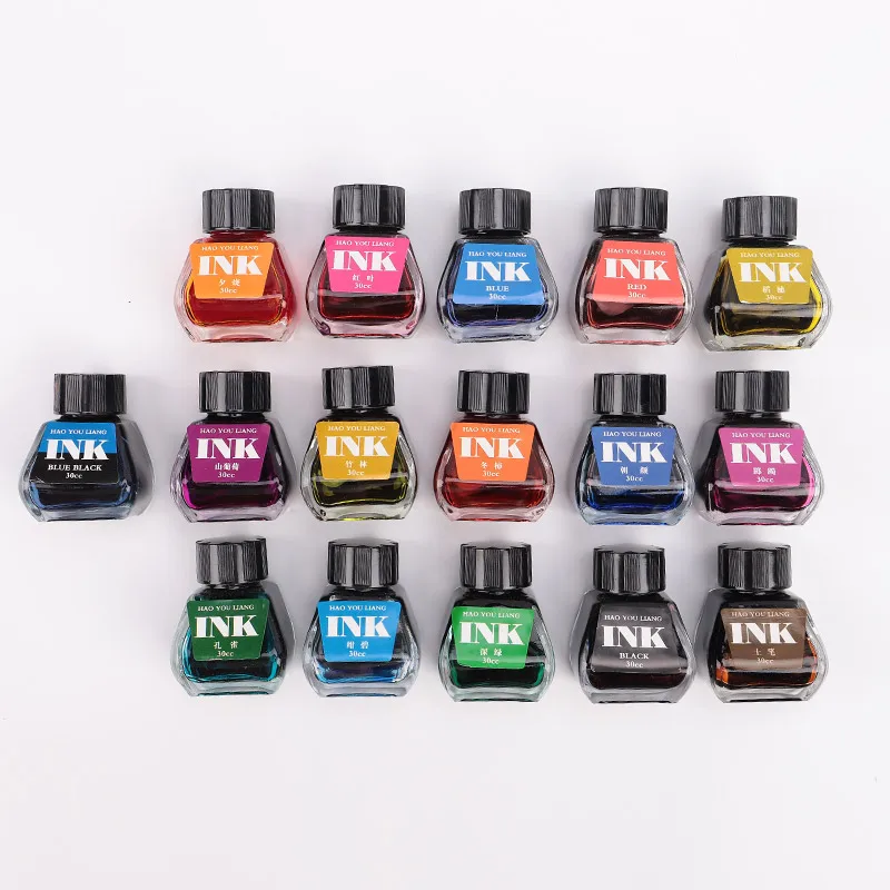 Supercolor Excellent Quality 30ML 16 Color Student Handwriting Fountain Pen Non Carbon Bottled Ink