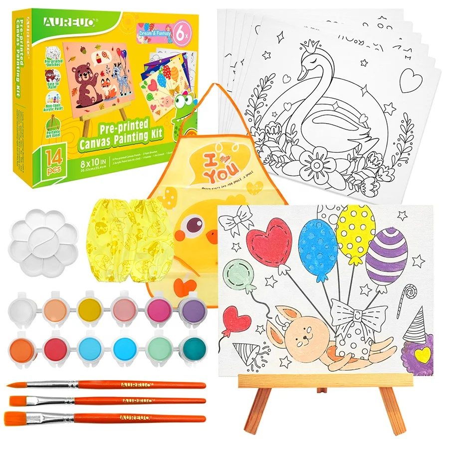 AUREUO Non-toxic Creative Dream Fantasy Themed Girl Kids Kits DIY Painting By Numbers Set