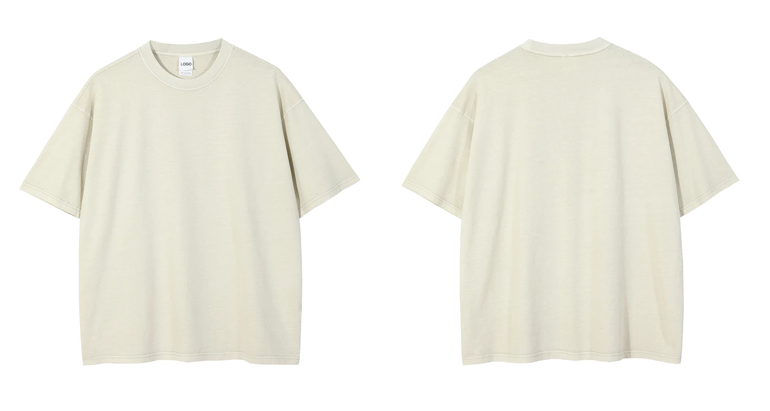 260gsm 7.7OZ Heavy Custom Logo Acid Wash T-shirt 100% Cotton Unisex Tshirt Breathable Oversized T-shirt Vintage T Shirts