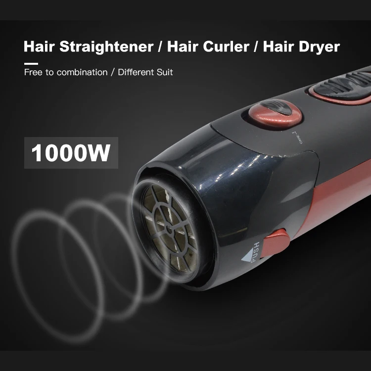 1000 Watt Hair Styling Products Rotating Electric Hair Brush Straightener Hot Air Brush Hair Dryer With 110v and 220v