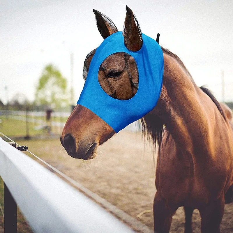 Comfortable Soft Fly Protect Horse Customize Mesh Flymask Horse Ears Elasticity Horse Breathable Veil