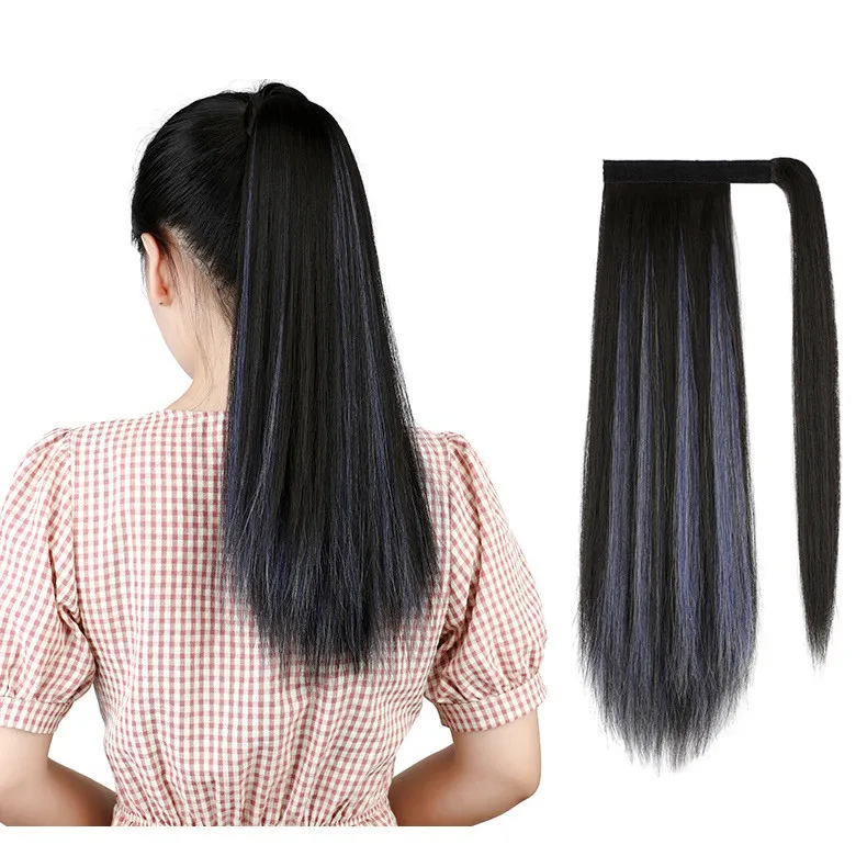 Горячая Распродажа Модный женский цвет конский хвост длинные прямые волосы парик конский хвост градиентные цвета прямые волосы конский хвост