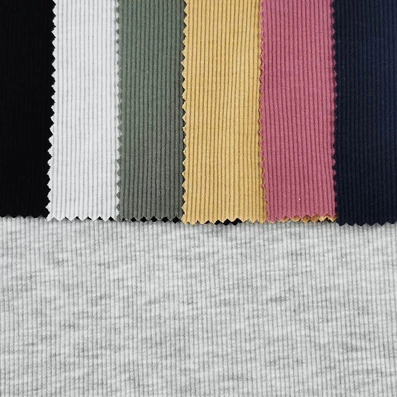 50%T 25%C 25%R 2*2 rib recycle fabric for women dress