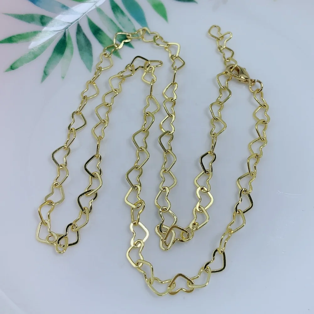 Оптовая продажа золотая цепочка из медного сплава в форме сердца ожерелья Женские Ювелирные аксессуары «сделай сам»