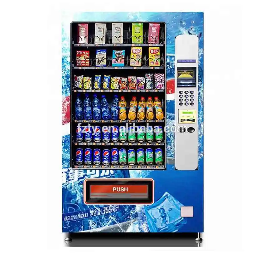 One-stop vending machine for chips soda bottle water
