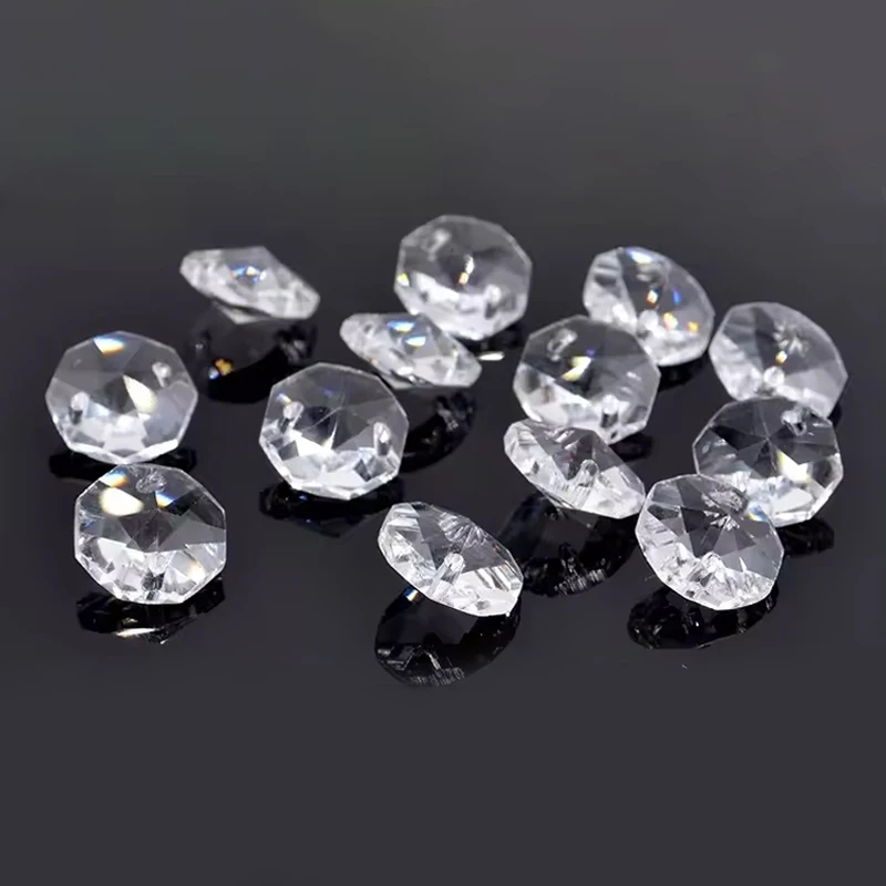 14 mm Octagonal Transparent Glass Beads Chandeliers Pendant Lights Crystal Chandelier Pendant Parts Decorative Lighting
