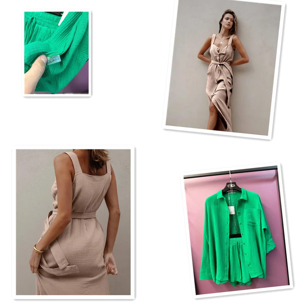 ready goods one roll 100m soft cotton 2 layer strip crinkle gauze muslin fabric for baby dress diapers