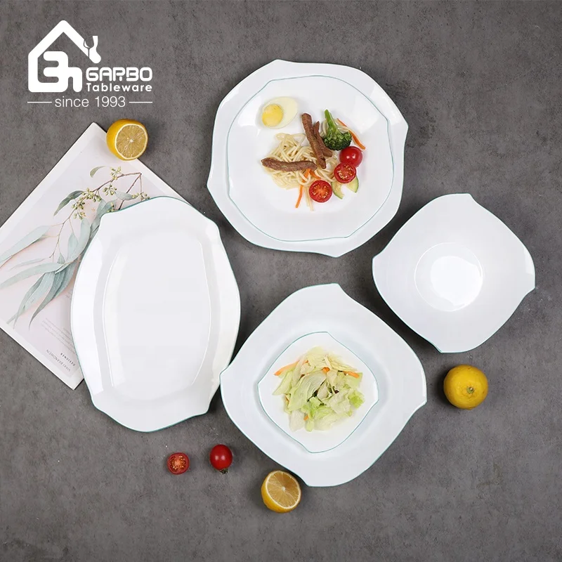 Heat resistant glassware white opal glass noddle bowl with personalized decals 9 inch glass bowls for chicken soup