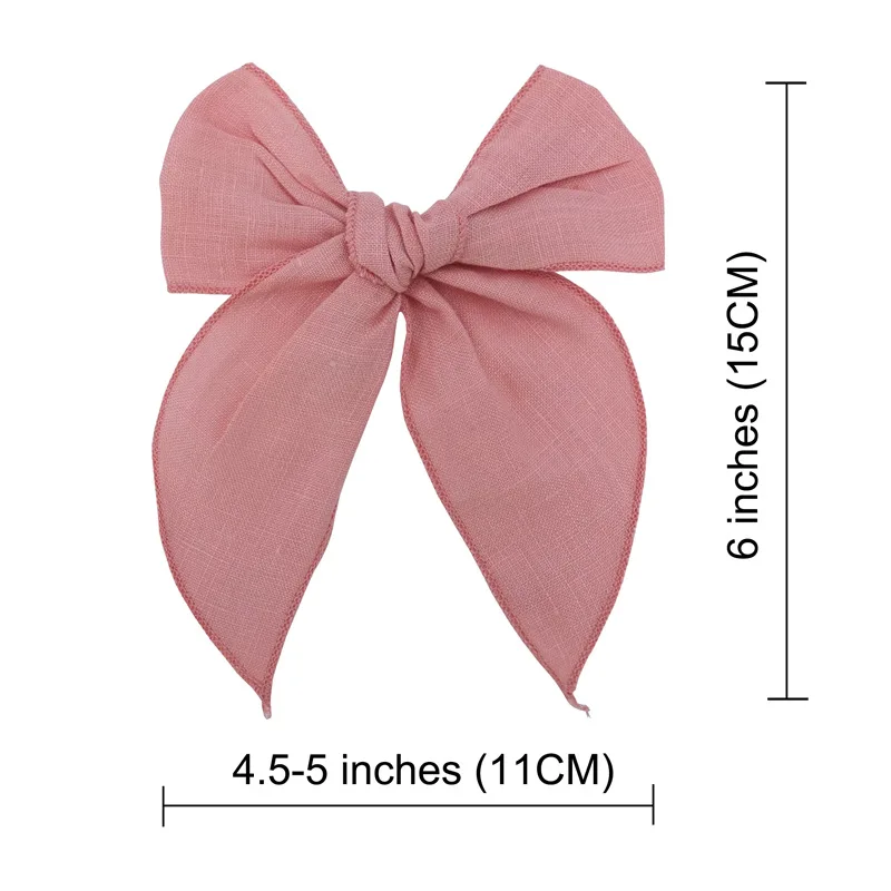 4.5 Inch Fable Bow Hair Clips for Toddler Baby Girls Cotton Linen Hair Bows Barrettes Kids Hairbow Accessories Hairgrips