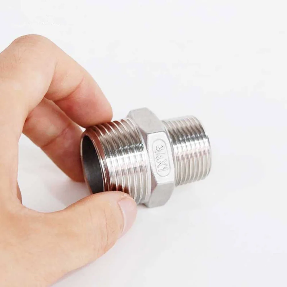 3/8' NPT x 1/8' NPT Male Thread Hex Reducing Nipple Stainless Steel 316 Pipe Compression Fitting
