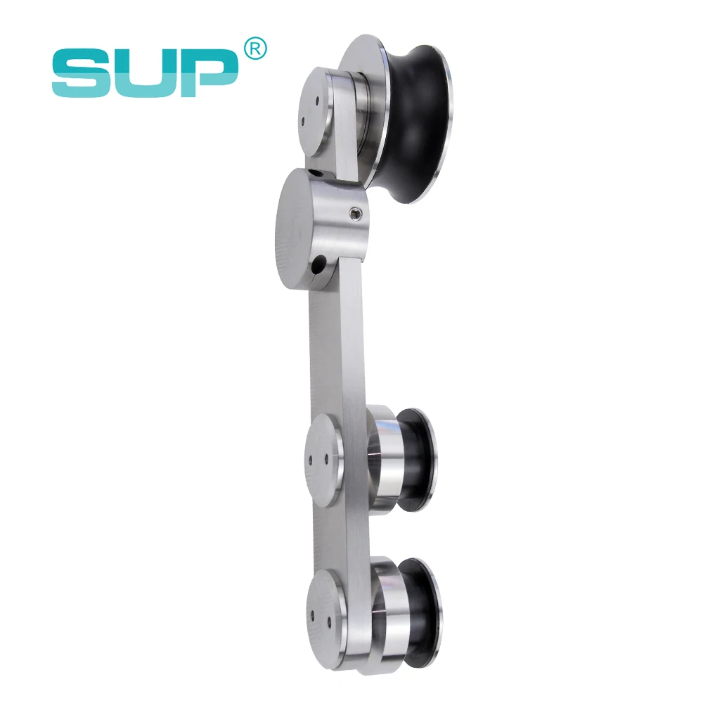 smooth and silent double ball bearing soft closing sliding glass door fitting