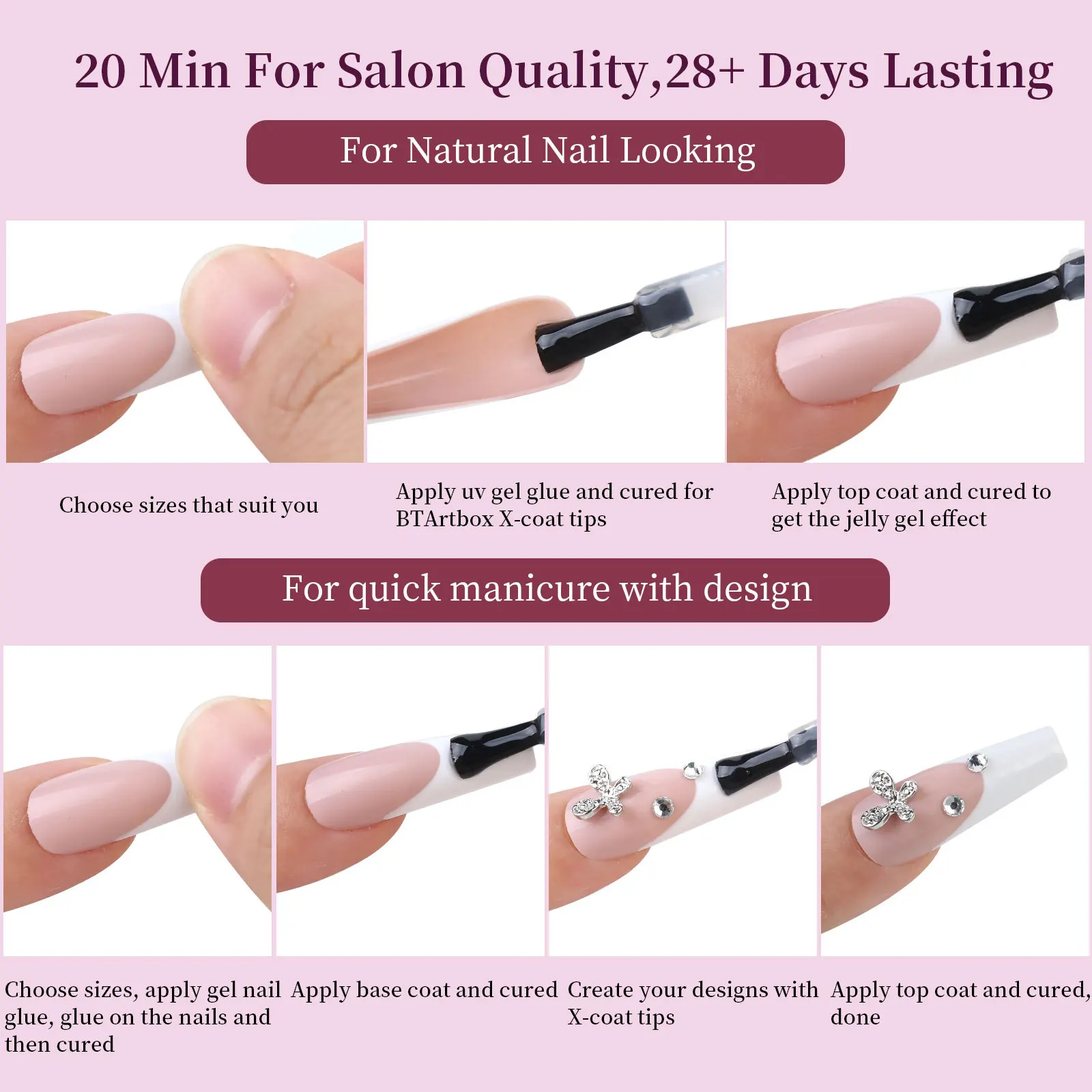 Manicure French Wearable Nails 288PCS French Traceless Wearable Nails Removable Manicure False Nails Wholesale