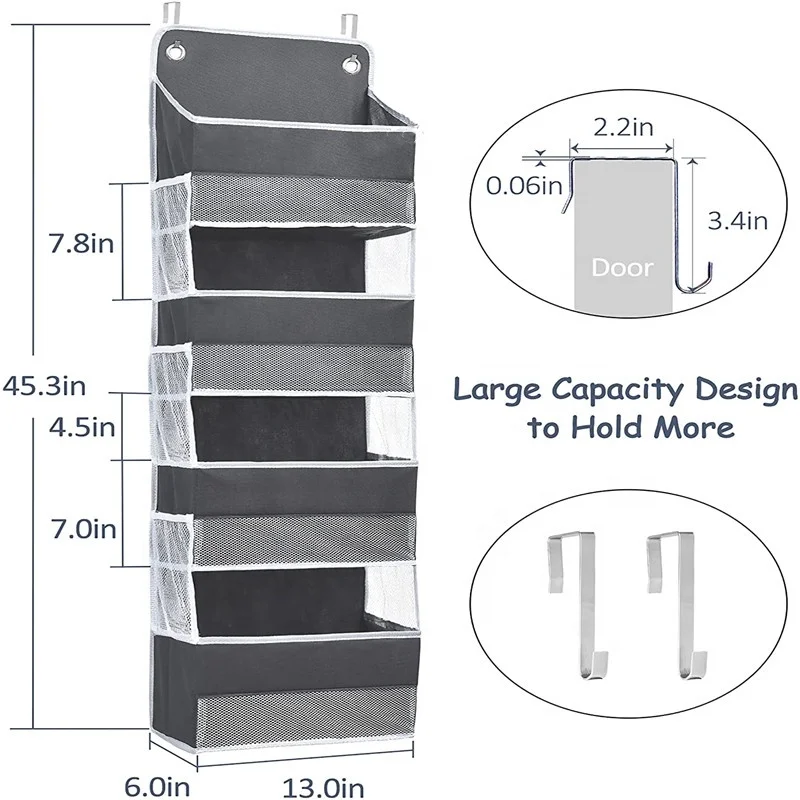 Hanging Organizers Foldable Closet Cabinet with 4 Large Pockets 6 Mesh Side Pockets with Clear Window for Bedroom Nursery